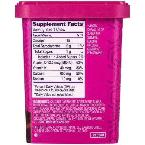 Viactiv Calcium +Vitamin D3 Supplement Soft Chews Milk Chocolate 60 Chews - Calcium Dietary Supplement For Bone Health