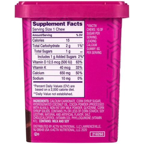 Viactiv Calcium +Vitamin D3 Supplement Soft Chews Milk Chocolate 60 Chews Calcium Dietary Supplement for Bone Health
