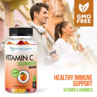 Vitamin C Gummies for Adults and Kids 80mg VIT C Per Serving as Ascorbic Acid Pectin Based Gummy Immune Support with No High Fructose Corn Syrup Gluten or Artificial Sweeteners 60 Gummies