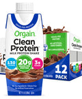 Orgain Grass Fed Clean Protein Shake, Creamy Chocolate Fudge - 20g of Protein, Meal Replacement, Ready to Drink, Gluten Free, Soy Free, Kosher, Packaging May Vary, 11 Fl Oz (Pack of 12)
