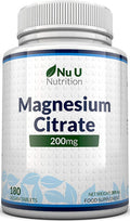 Magnesium Citrate 200mg | 180 Tablets for 6 Month Supply of Magnesium Tablets | Made in The UK by Nu U Nutrition