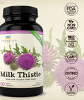 Organic Milk Thistle | Non Gmo 2000Mg 4X Concentrated Vegan Daily Supplement W/ Silymarin Seed Extract For Liver Support, Detox