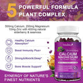 Calcium Magnesium Zinc Gummies With High Absorption Magnesium Glycinate 200Mg, Potassium -Plant Calcium Supplement W/ D3 & Sea Moss For Bone, Muscles, Calm Mood & Sleep Support- Kids & Adults (1 Pack)