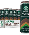 Starbucks Tripleshot Coffee Energy Drink, Mocha, Triple Blend, 165mg Caffeine, B Vitamins, Protein, Iced Coffee, 11 fl oz Cans (12 Pack)