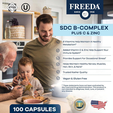 Freeda Scd B Complex With Vitamin C & Zinc ÃƒÂ¢Ã¢â€šÂ¬Ã¢â‚¬Å“ Complete Vitamin B Complex (B1, B2, B3, B6, B12) ÃƒÂ¢Ã¢â€šÂ¬Ã¢â‚¬Å“ 100 Vegetarian Capsules, Scd Legal & Daily Health