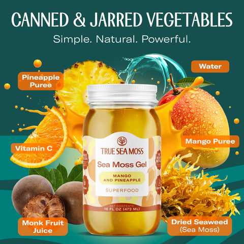Trueseamoss Sea Moss Gel Made In Usa Wildcrafted Seamoss Fruits & Jarred Vegetables Mango/Pineapple Pack Of 1 (Labels May Vary)