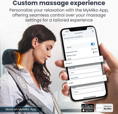 Miko Shiatsu Neck And Back Massager With Heat For Deep Tissue Pain Relief, Premium App Controlled Cordless Massage - Fsa/Hsa Eligible
