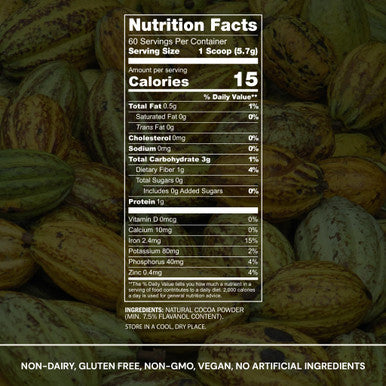 Blueprint Bryan Johnson Non Dairy Cocoa Powder - 7.5% Flavanols, 100% Pure Cocoa, Low Fat Unsweetened Cocoa, Undutched, Keto Friendly, Great for Baking & Cooking, Tested for Heavy Metals (12 Ounces)