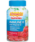 Emergen-C Immune+ Immune Gummies, Vitamin D Plus 750 mg Vitamin C, Immune Support Dietary Supplement, Caffeine , Gluten , Raspberry Flavor - 45 Count