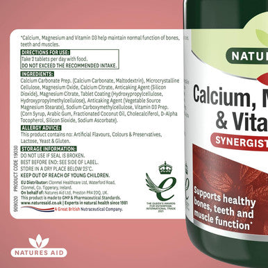 Calcium, Magnesium & D3 90 Tablets. Suitable for Vegans.