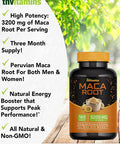 Maca Root Capsules for Women & Men (3200 MG - 180 Capsules) | Peruvian Maca Root Powder Extract Capsules | High Potency Maca Pills | Non-GMO | by TNVitamins