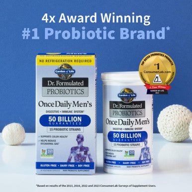 Garden of Life Probiotics For Men Dr Formulated 50 Billion Cfu 15 Probiotics + Organic Prebiotic Fiber For Digestive Colon & Immune Support Daily Gas Relief Dairy Free Shelf Stable 30 Capsules