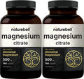 Pack of 2 Elemental Magnesium 500mg Per Serving as Magnesium Citrate 180 Capsules Each Powerfully Supports Energy Metabolism Muscles Heart Bone Health NonGMO and Made in USA