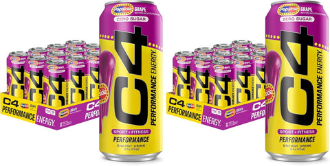 C4 Performance Energy Drink, Cherry Popsicle, Zero Sugar Carbonated Preworkout Energy, 200mg Caffeine with Beta Alanine, 16 Fl Oz (12 Pack)