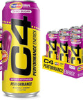 C4 Performance Energy Drink Cosmic Rainbow, Zero Sugar Carbonated Preworkout Energy, 200mg Caffeine with Beta Alanine, 16 Fl Oz (12 Pack), Packaging May Vary