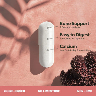 Calcium Supplement - Whole Food With Vitamin K2 & D3, Magnesium, Zinc, Boron, Mineral Complex. Sourced Sustainably From Red Algae. For Bone Strength And Support. Non-Gmo & Vegan 90 Capsules.