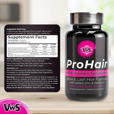 Vws Biotin 10,000 Mcg Dietary Supplement W/Zinc & Selenium To Promote Thicker Hair Growth, Stronger Nails & Healthy Skin For Women And Men, 120 Vegan Capsules