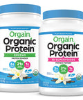 Orgain Organic Plant Based Protein Greens Powder Creamy Chocolate Fudge 1.94 Pound Organic Plant Based Protein Superfoods Powder Vanilla Bean Vegan Non Dairy Lactose 2.02 lb