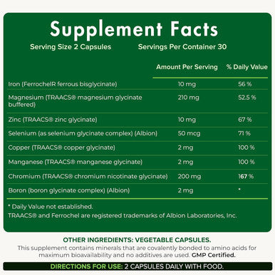 Yes Ultimate Minerals Supplement 60Ct For Mineral Deficiency Support: Iron, Magnesium, Zinc, Selenium, Copper, Manganese, Chromium, Boron. (Vegetable Capsule)