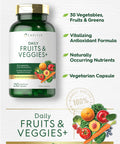 Carlyle Fruits And Veggies Supplement | 250 Capsules | Made With 30 Fruits And Vegetables | Vegetarian, Non-Gmo, Gluten Free Supe