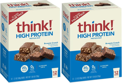 think! Protein Bars, High Protein Snacks, Gluten Free, Kosher Friendly,Variety Pack, Nutrition Bars, 2.1 Oz per Bar, 12 Count (Packaging May Vary)