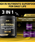 3In1 Nad+ Supplement With Nicotinamide Riboside, Resveratrol, Quercetin - Cellular Energy & Repair, Healthy Aging, Overall Vitality - 90 Count - 90 Days Supply