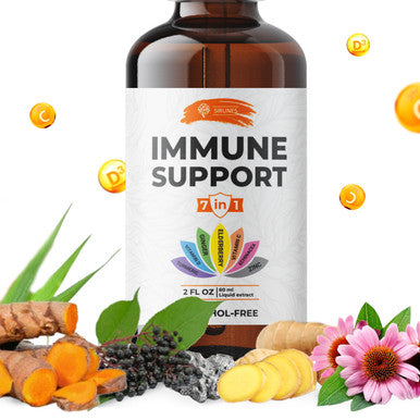 SIRUNES Immune Booster - Immunity Support Multivitamin - Vitamin C And D3, Elderberry, Zinc, Ecea, Ginger, Turmeric - Antioxidant, Energy And Vigor, Brain Boost, Stress Relief (Immune Support 2 Fl Oz)
