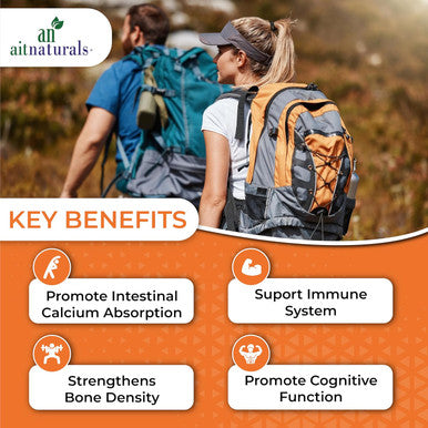 Aitnaturals Plant-Based Vitamin D3 (4000 IU) + K2 (MK7) with Organic Coconut Oil - 60 Softgels | Supports Bone Health Boosts Immune Function Enhances Muscle Strength & Optimizes Calcium Absorption