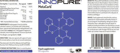 MetaCarbÃƒâ€šÃ‚Â® Carb Blocker Diet Pills - High Strength Formulation with White Kidney Bean Extract, 90 Capsules - InnopureÃƒâ€šÃ‚Â®