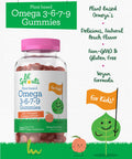 Vegan Omega 3 6 7 9 Gummies For Kids | 120 Count | Natural Peach Flavor | Non-Gmo, Gluten Free, And Sugar Free | By Lil' Sprouts