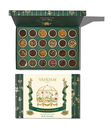Vahdam Loose Leaf Tea Set 24 Premium Long Leaf Teas in Tin Caddy Presentaion Box | 100% Natural Ingredients | Perfect Festival s for Friends and Family I Luxury Tea s