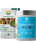 Amazing Grass Glow Collagen Booster Bundle - Vegan Protein Powder Vanilla Honeysuckle & Organic Collagen Booster