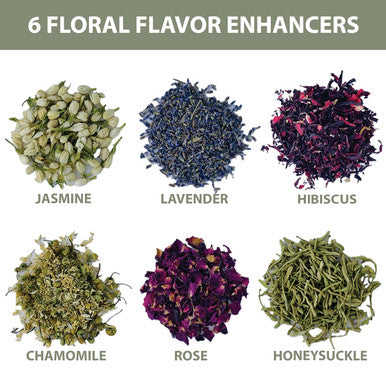 Lyon Tea Makers Floral DIY Flavor Enhancer Sampler Kit 6 Tin Variety Pack Box Add to Your Favorite Tea Leaves to Create Unique Floral Brews