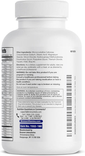 Bronson One Daily Men S Complete Multivitamin Multimineral Once-Daily Multi For Active Men, 180 Tablets
