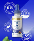 Carlyle Sublingual Vitamin B Complex | with B12 | 2 Fluid Ounces | Berry Flavor | Vegetarian Non-GMO and Gluten Supplement