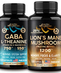 NUTRAHARMONY Gaba With L-Theanine Capsules & Lions Mane Mushroom Capsules