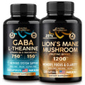 NUTRAHARMONY Gaba With L-Theanine Capsules & Lions Mane Mushroom Capsules