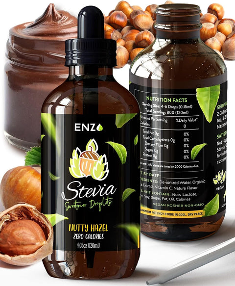 Enzo Liquid Stevia Drops Our Zero Calories Sweetener (4oz 800 Servings/Bottle) Chocolate All Natural flavoring with No Artificial Additives & Filler Ingredient