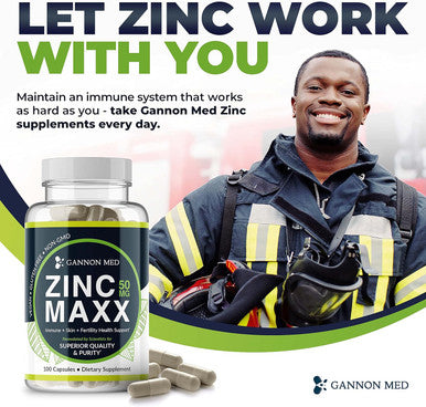 Zinc Maxx - 100 Capsules, Zinc Gluconate Immune Booster For Reproductive Health And Skin Care - 3+ Month Supply