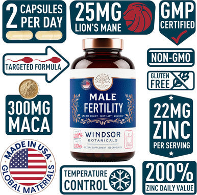 Male Fertility Supplement With Maca Root - Mens Health Conception Fertility Prenatal Vitamins Plus Natural Extracts - Prenatal Fertility Supplements For Men - 3Rd Party Tested - 120 Capsules, 2 Month