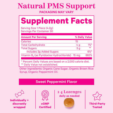 Pink Stork Organic PMS Support Sweets for Teens and Women - Simple & Natural Ingredients Vitamin B6 and Peppermint - Period Digestion Bloating Mood Swings - 30 Drops