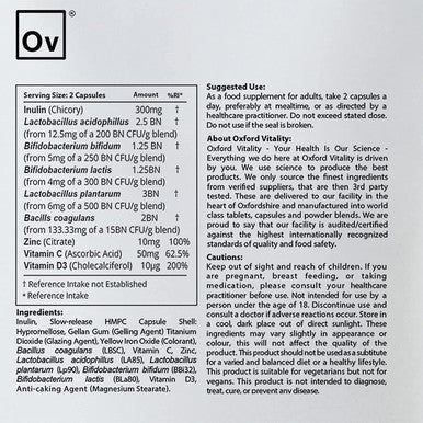Immune Complex with Live Cultures Capsules | Immunity Support Supplement | 5 Live Bacteria Strains | Multivitamin with Vitamins C, D and Zinc | Oxford Vitality (60 Capsules)