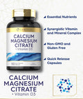 Carlyle Calcium Magnesium Citrate with Vitamin D3 | 150 Capsules | Non-GMO & Gluten Supplement