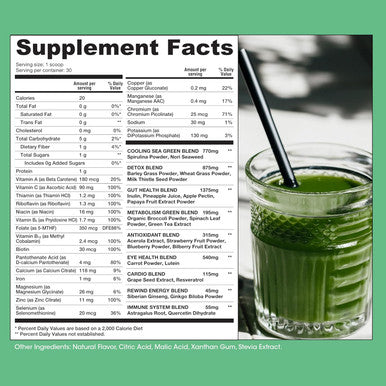 Rewind Greens - Super Greens Powder - Delicious Green Juice Drink Mix With Amazing Flavor - Over 40 Superfoods - Vitamin B12, Zinc, Vitamin C, Magnesium, And Calcium - Cherry Delight