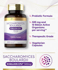 Carlyle Saccharomyces Boulardii Probiotics | 10 Billion CFUs | 200 Capsules | Value Size | Non-GMO Gluten Supplement