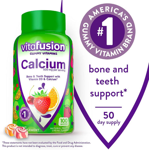 Viactiv Calcium Chews 60 Count & Vitafusion Calcium Gummy Vitamins 100 Count - Calcium Supplements For Bone & Teeth Support