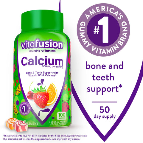 Viactiv Calcium Chews and vitafusion Calcium Gummy Vitamins Calcium Supplements for Bone and Teeth Support 60 Count 100 Count