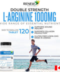 Renew Actives L-Arginine Supplement For Improved Strength - Essential For Protein Synthesis - Helps Promote Physical Performance - 120 Tablets