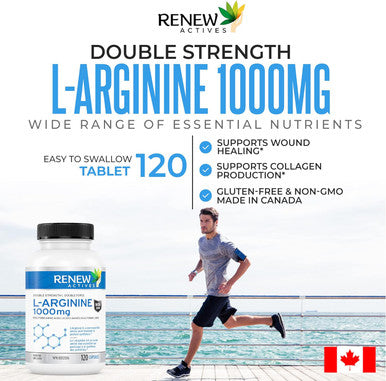 Renew Actives L-Arginine Supplement For Improved Strength - Essential For Protein Synthesis - Helps Promote Physical Performance - 120 Tablets