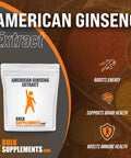 BulkSupplements American Ginseng Extract Powder - Ginseng Supplement for Energy Support, Herbal Supplement - - 1000mg (1 Kilogram - 2.2 lbs)
